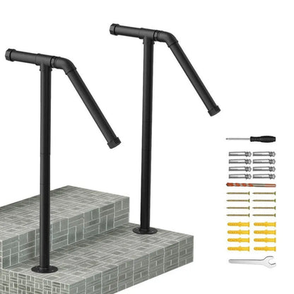 Black metal ladder support bracket with American minimalist design for stair and shelf installation