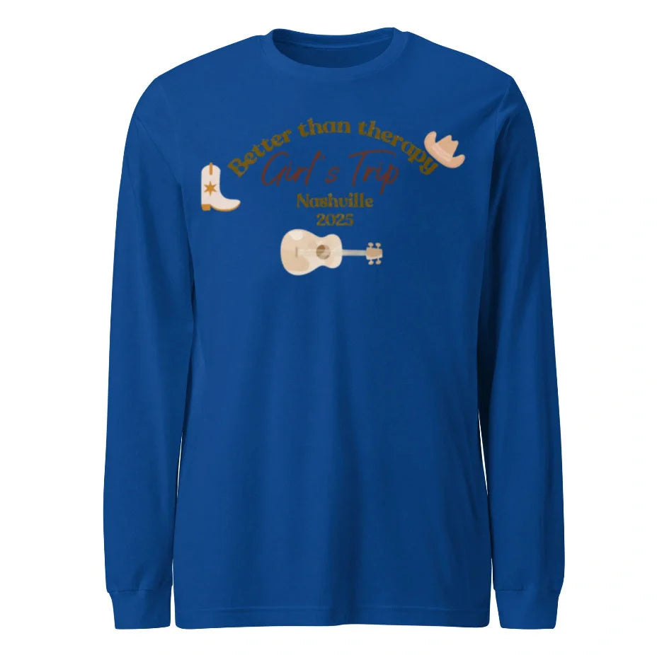 Blue loose round neck sweater with printed letter patterns, medium thickness polyester fabric