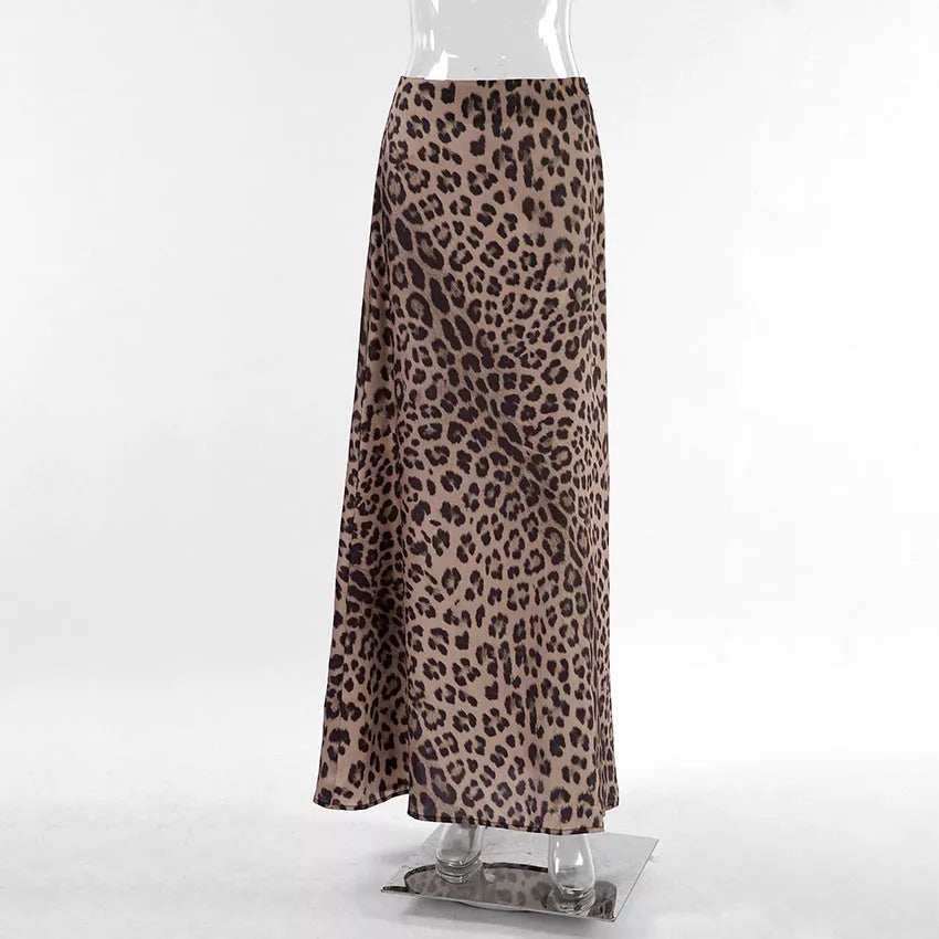 Leopard print mermaid skirt dress for women, made from durable polyester fabric