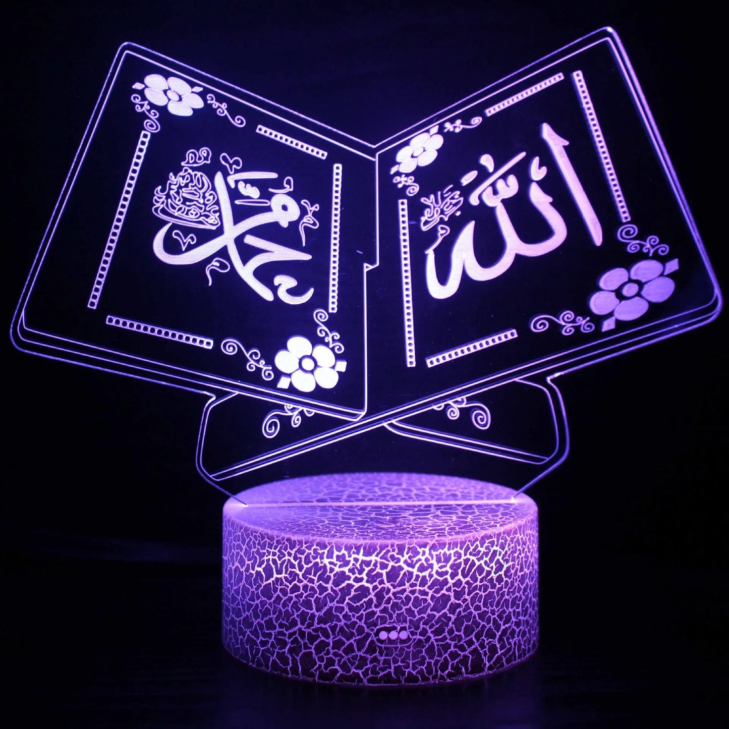 3D LED night lamp with touch control black base and colourful cartoon design