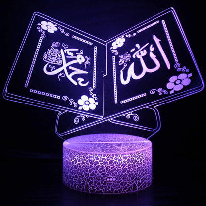 3D LED night lamp with touch control black base and colourful cartoon design