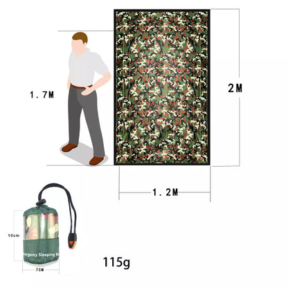 Outdoor Emergency Survival Sleeping Bag with reflective interior for heat retention