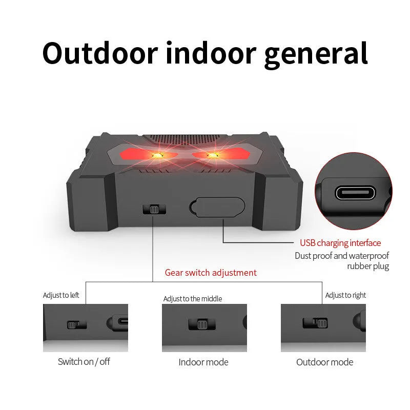 Black animal-shaped solar ultrasonic outdoor pest repeller with charging cable