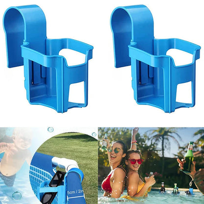 Poolside drink holder made of durable ABS plastic, designed to securely hold beverages near the pool edge
