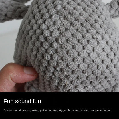 Plush dog squeaky toy in animal shapes for teeth cleaning and interactive play