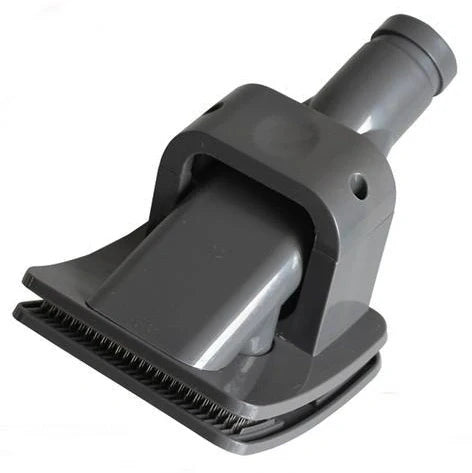 Deep grey pet grooming brush tool with vacuum cleaner attachment measuring 17x10cm