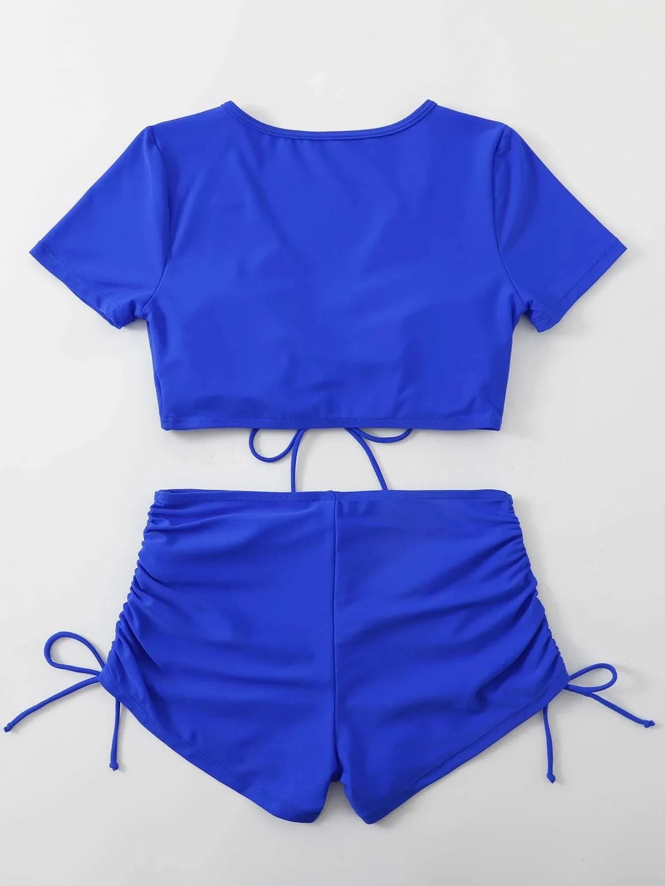 Women's lace-up front swimsuit with bow detail in polyester fabric for swimming