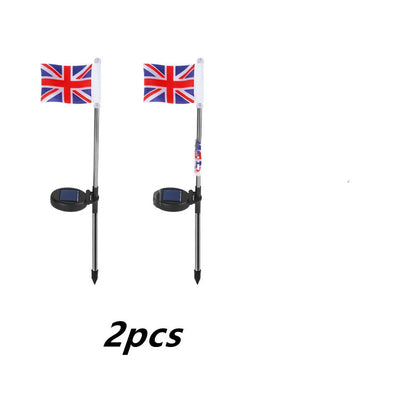 Solar LED flag light for garden decoration with American flag design on waterproof fabric