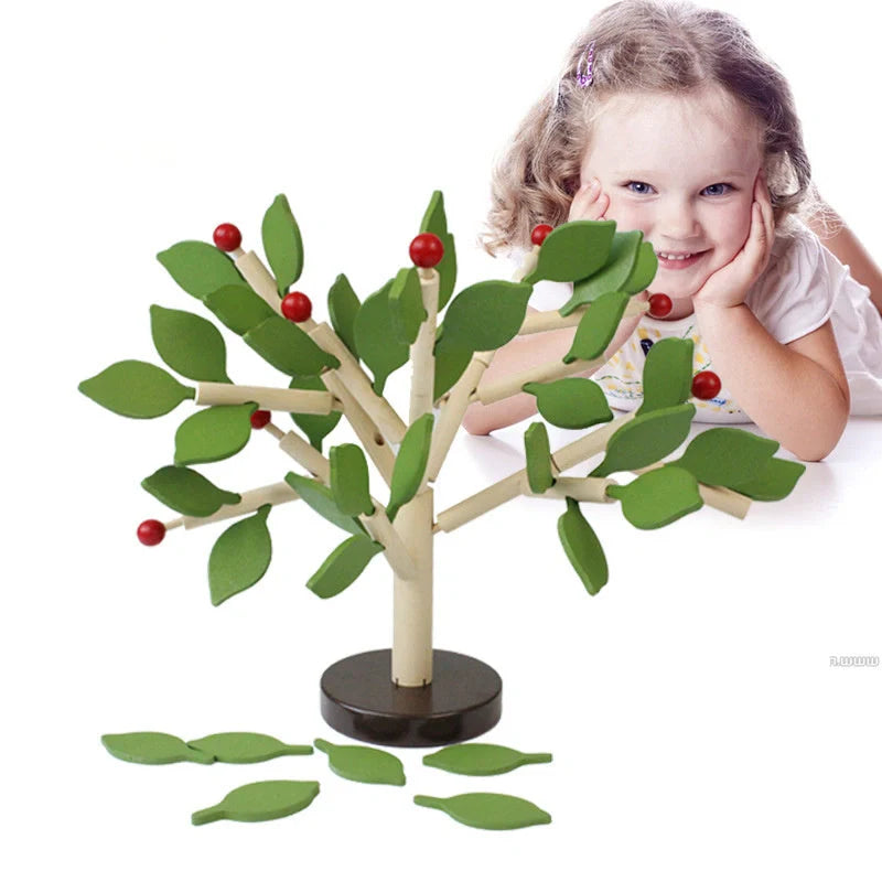 DIY Wooden Leaf Tree Building Blocks for children's sensory development