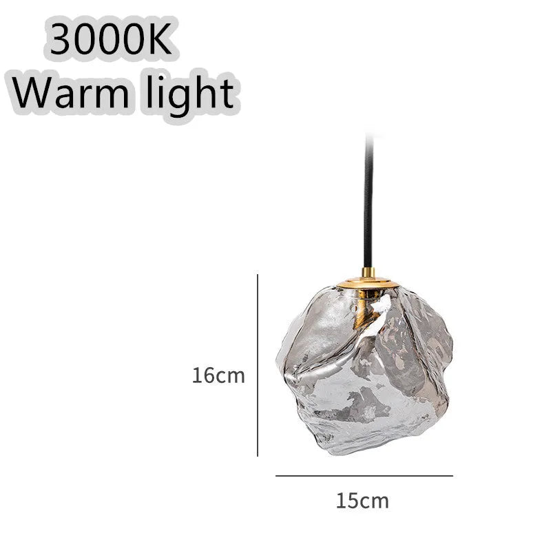 Glass ice cube chandelier in smoky grey, cognac or clear with black hanging wire, 11W-15W LED, 4000K