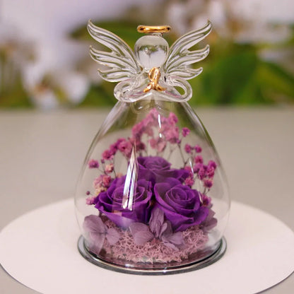 Angel Glass Cover Eternal Flower Gift Box with dried rose inside