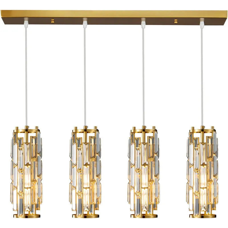 Industrial style crystal droplight with single LED head in black, gold, or chrome finish