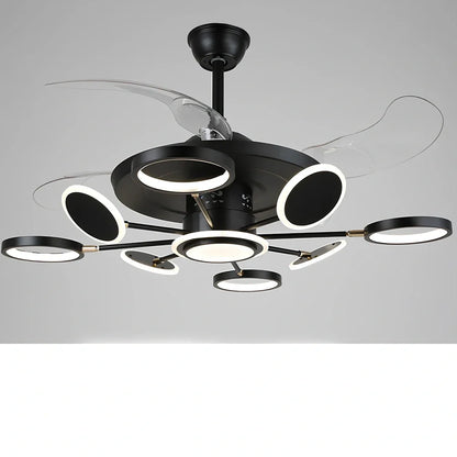 Nordic ceiling fan with 106cm blades and integrated LED light in black finish with remote control