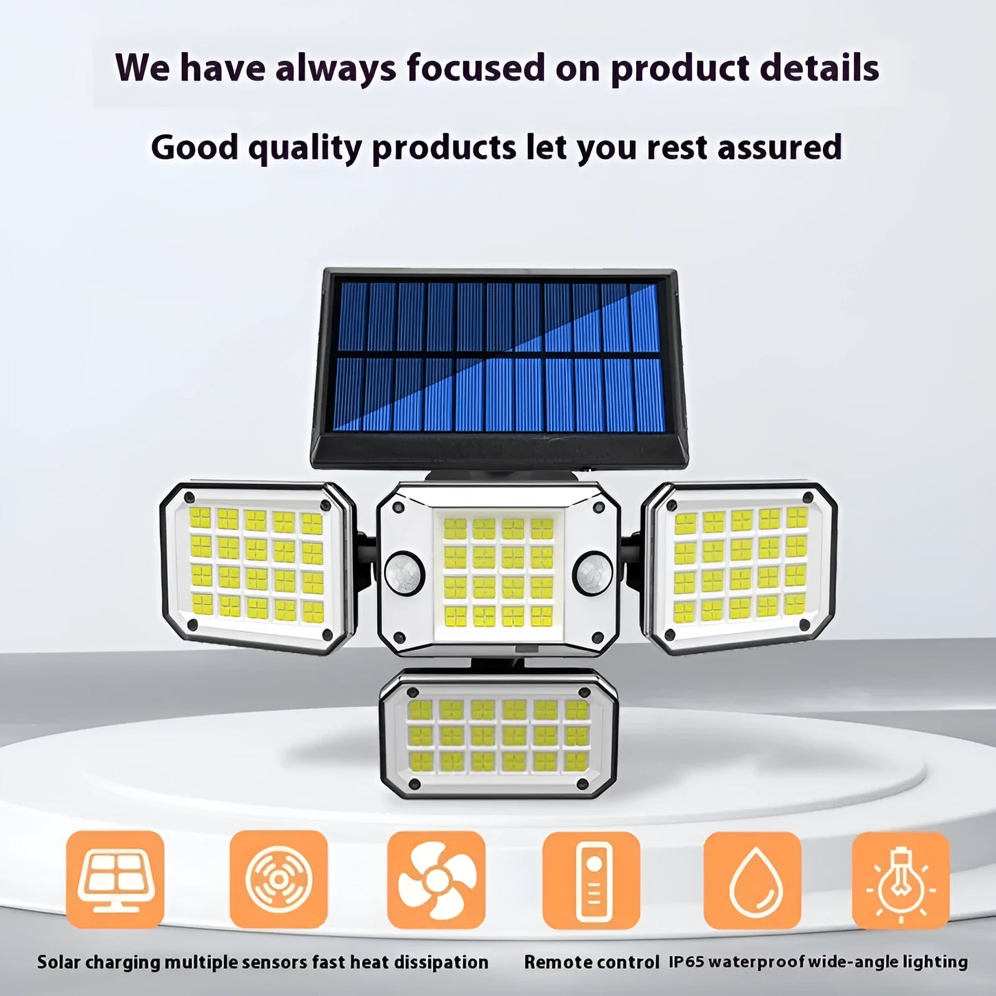 Solar garden lamp with motion sensor for outdoor pathway and entrance lighting