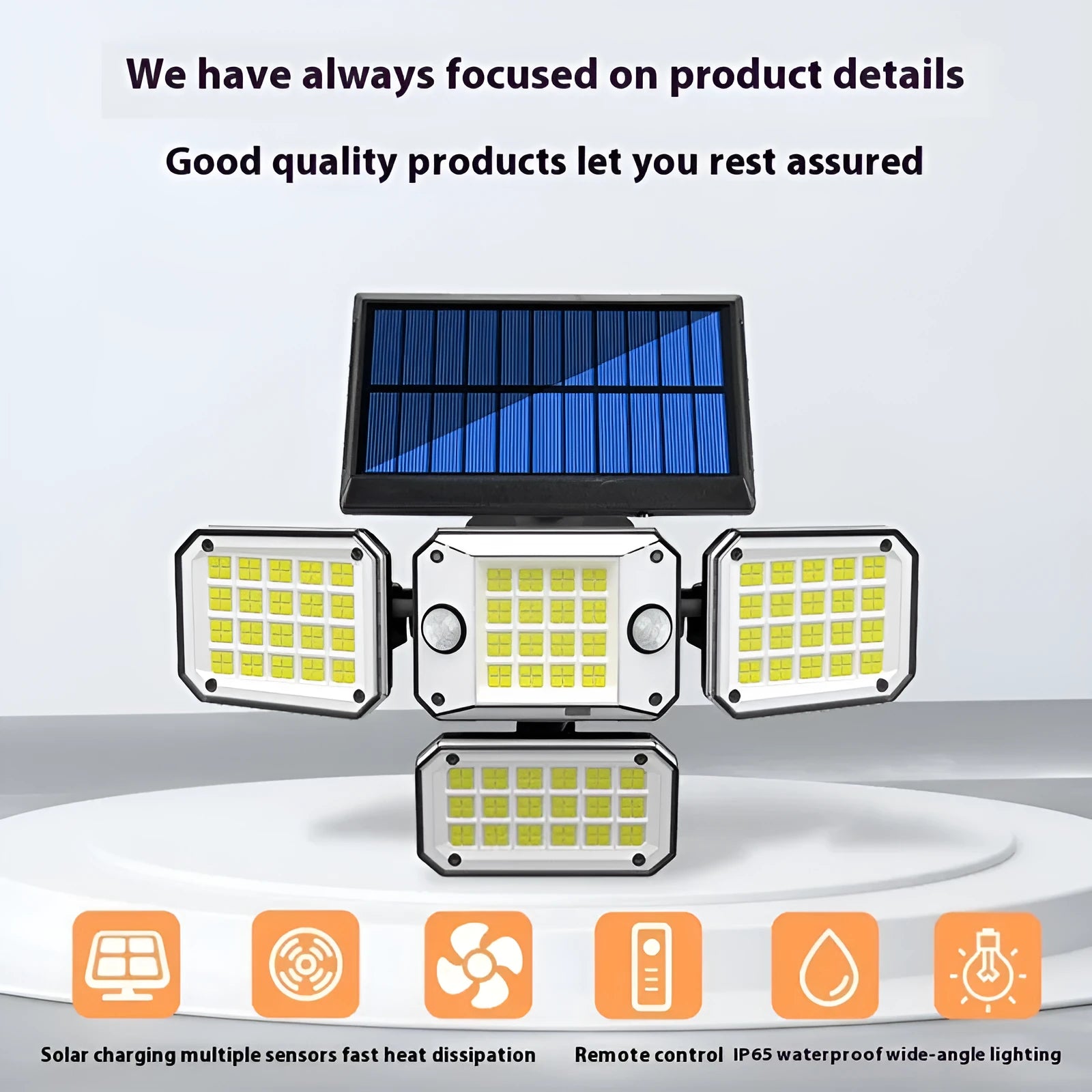 Solar garden lamp with motion sensor for outdoor pathway and entrance lighting
