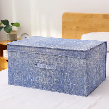 Fabric foldable storage box in light grey with dimensions 40×30×25cm showing folded and unfolded states