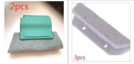Window groove cleaning brush with comfortable grip and scouring pad head