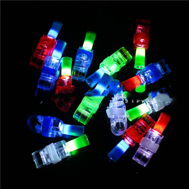 LED Finger Light Ring with colorful beams and cartoon projections for kids