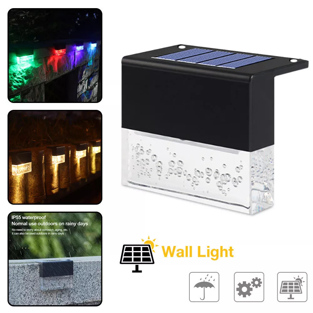Waterproof RGB LED Solar Step Fence Light for outdoor decoration and illumination
