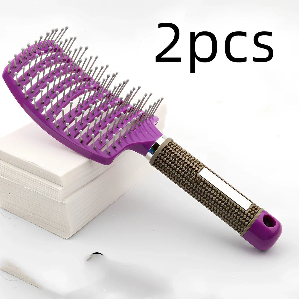 Large curved hairbrush with boar bristles showing 15cm width and natural bristle distribution