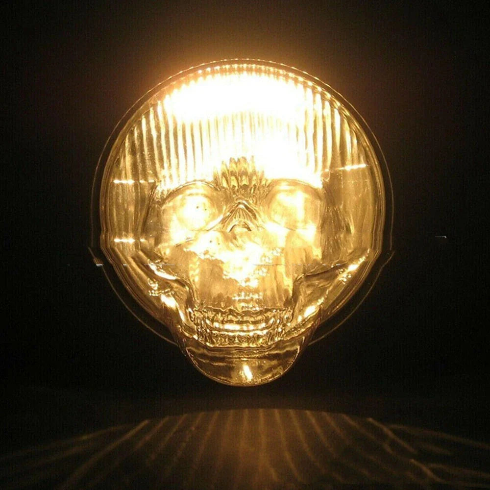 Skull-themed headlight covers made of durable polycarbonate plastic for cars, trucks, and motorcycles