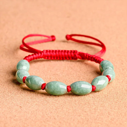 Jade national style bracelet with dark green men's and red women's versions including authenticity certificate