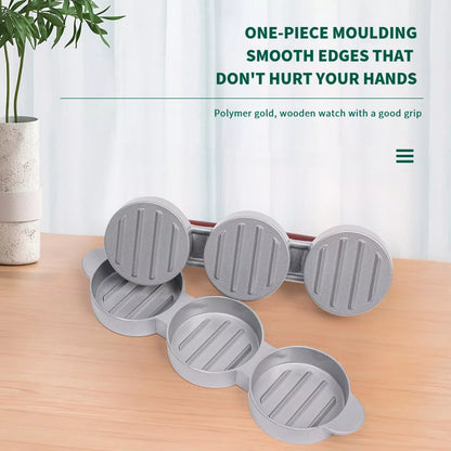 Mini burger press with wood handle for making slider patties, BPA-free aluminum alloy