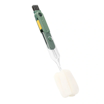 Five detachable brush heads with 32cm handles for deep container cleaning in green, blue, orange