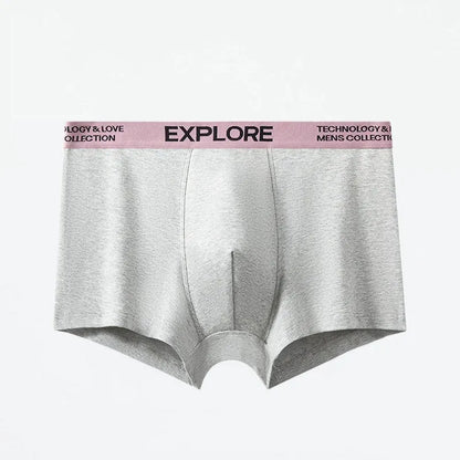 Men's cotton mid waist breathable underwear in multiple colour options on a size chart.
