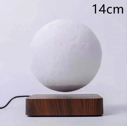 Magnetic levitation moon lamp with 14cm 3D printed moon floating 15mm above a wooden base, touch switch night light