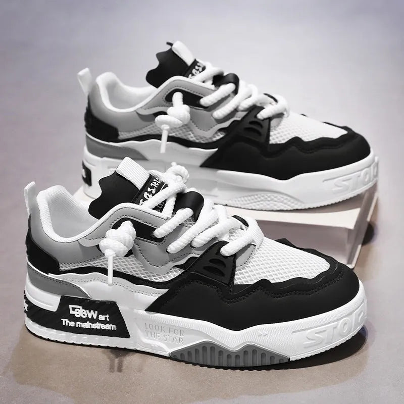 Men's low-top board shoes with rubber soles in white and yellow colour combination