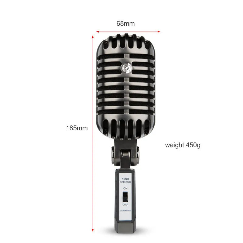 Retro condenser microphone in FG2 colour with cardioid design for wireless karaoke and recording