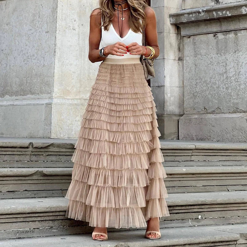 Layered Ruffles Cake Skirt in mesh fabric for summer wear