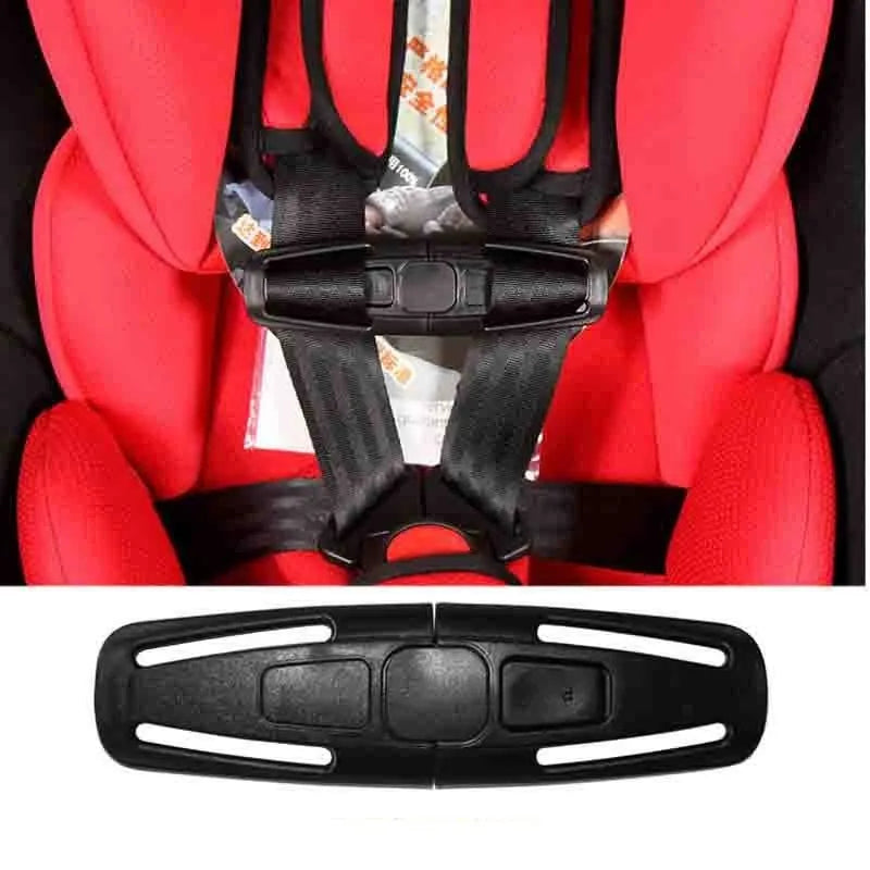Black nylon replacement chest buckle clip for a child car seat five-point safety harness