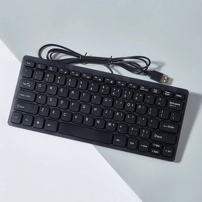 USB wired mini noiseless keyboard in black, white, pink, or blue colours