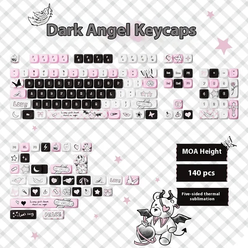 Sublimation printed cartoon pig party theme mechanical keyboard keycap full set on a keyboard