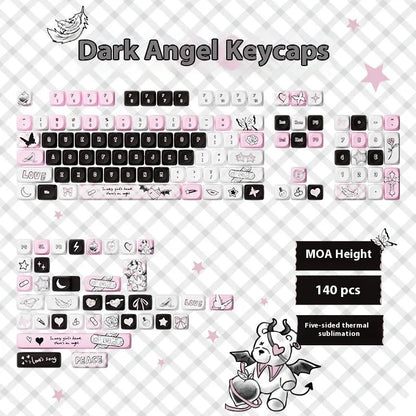 Sublimation printed cartoon pig party theme mechanical keyboard keycap full set on a keyboard
