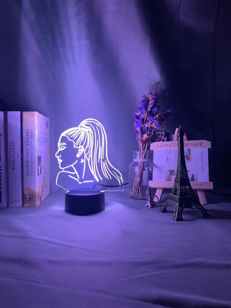 Acrylic 3D night light in European style with 200x150mm shade, remote for 16 colours, black base, LED illuminated