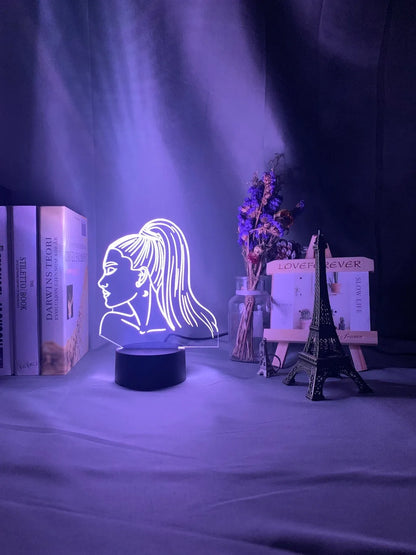European style acrylic 3D night light with LED lights, showing colourful illumination.