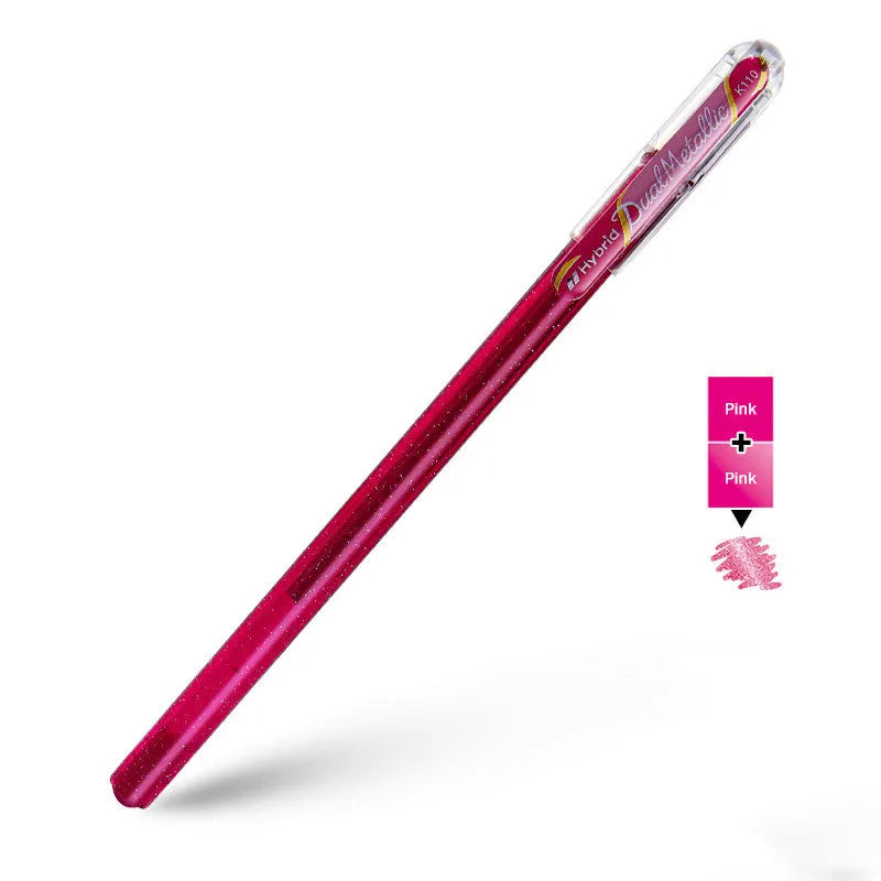 Flash K110 glitter gel pen with 1.0mm tip, shown in multiple colour options.