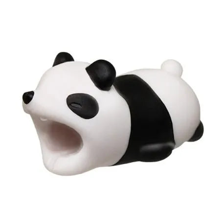 Silicone animal-shaped cable protector for Apple iPhone lightning charging cable.