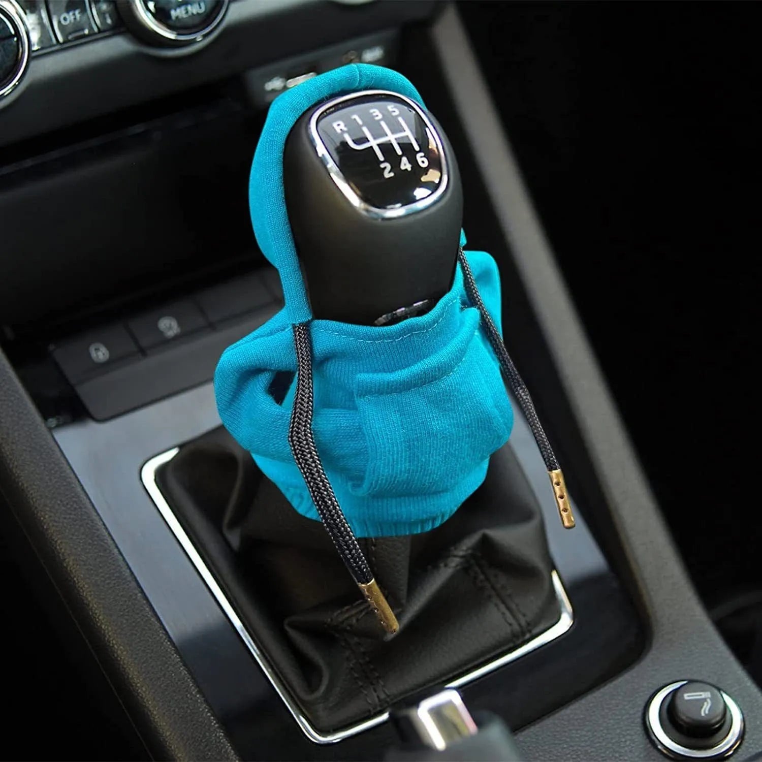 Gear shift knob hoodie cover in cloth material, universal 13x8cm size for manual or automatic cars