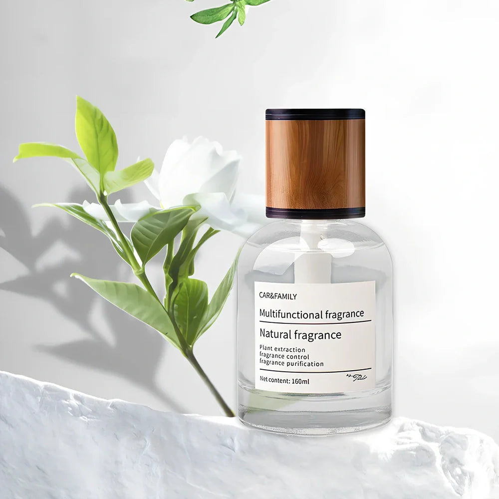 Car mounted fragrance perfume with 120mm round glass bottle on car air vent