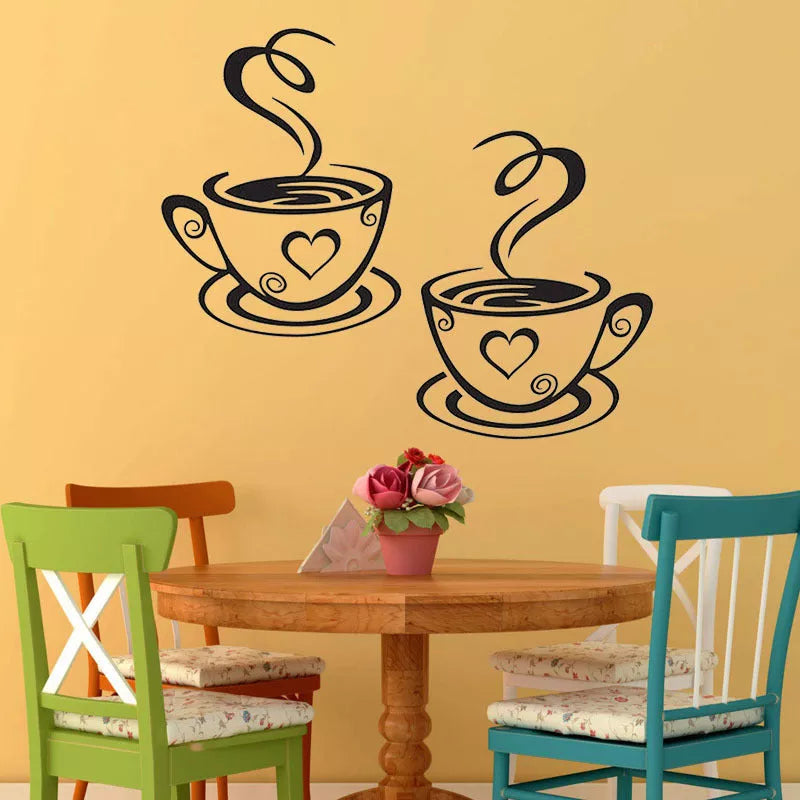 Cup Coffee Removable Wall Sticker Decorative Painting - Multi-color Design