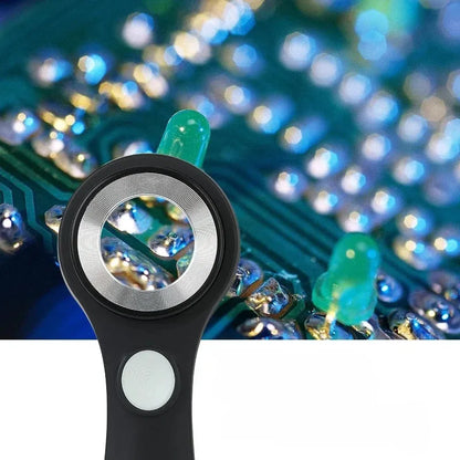 Black or silver jewelry tobacco alcohol appraisal magnifying glass with optical glass lens and USB-C cable