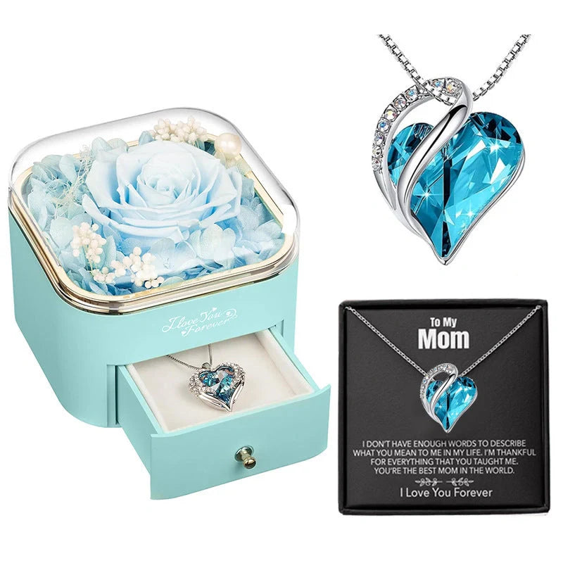 Valentine's Day Rose Flower Drawer Jewelry Box in various colors