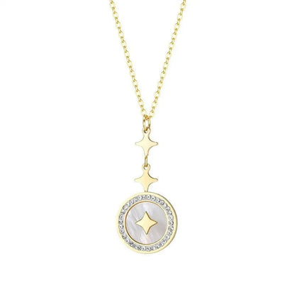 Six-pointed star geometric titanium steel necklace for women with O-ring chain