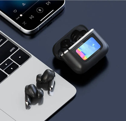Touch screen active noise reduction Bluetooth in-ear headset in black colour