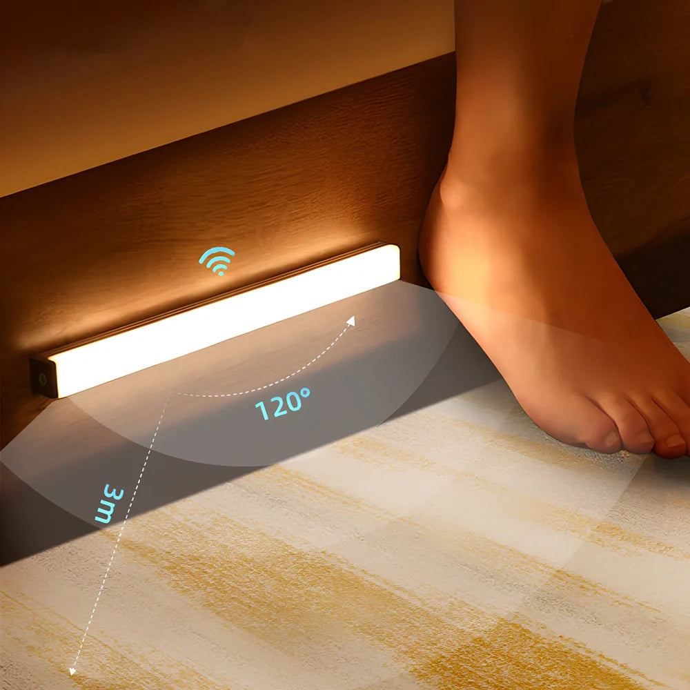 Stainless steel wireless LED motion sensor night light with magnetic wall mounting