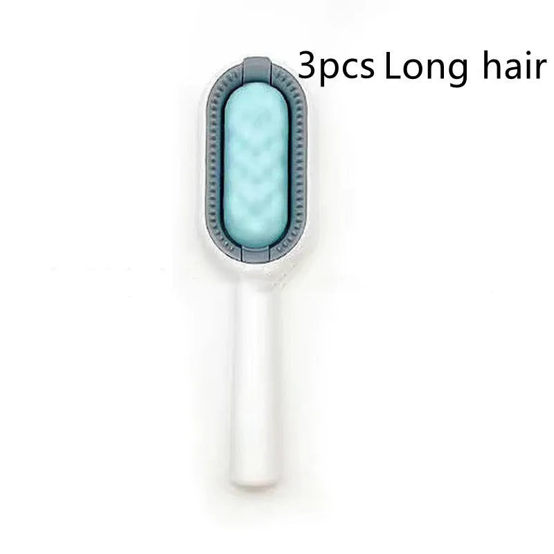 Green plastic pet hair removal comb with disposable wipes for cats and dogs